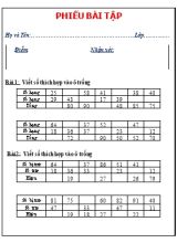 Phiếu bài tập kiểm tra môn Toán Lớp 2